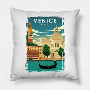 Venice Italy Vintage Minimal Travel Poster Pillow