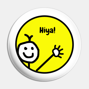 Cute Waving Funny Cartoon Smiling Face Hiya Pin