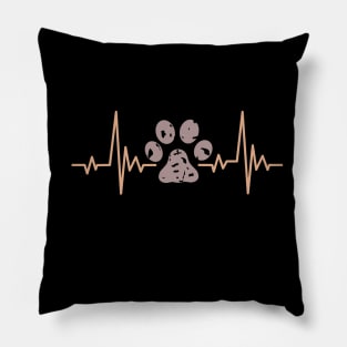 Cat Paw Print Heartbeat Design, Cute Cat Lover Gift Pillow