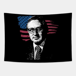 Henry Kissinger with American Flag Tapestry