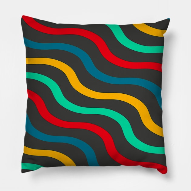 Abstract Retro Waves Pillow by JoeStylistics