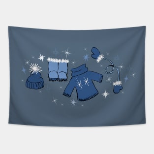 Winter weather snow lover gear cartoon illustration Tapestry