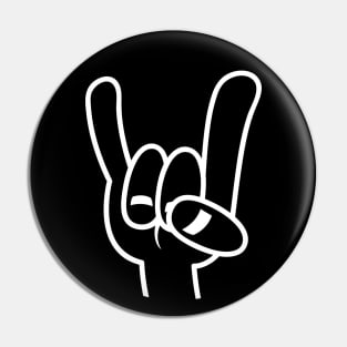 Heavy Metal Devil Horns White Line Pin