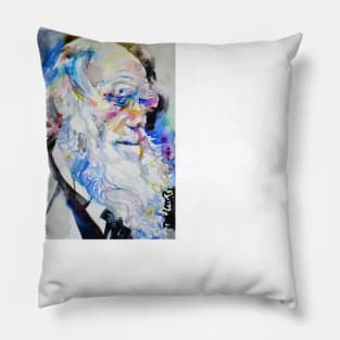 CHARLES DARWIN watercolor portrait .3 Pillow
