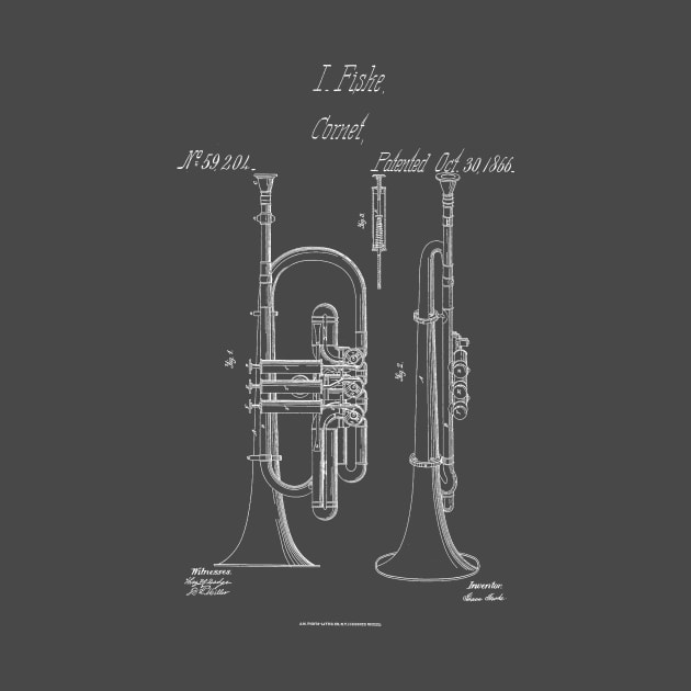 Vintage Cornet Patent Drawing 1866 by Joodls