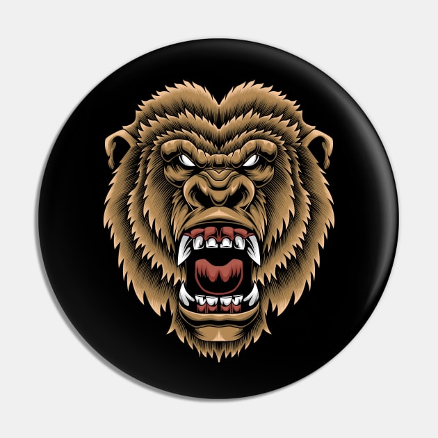 Gorilla Head Pin by Marciano Graphic