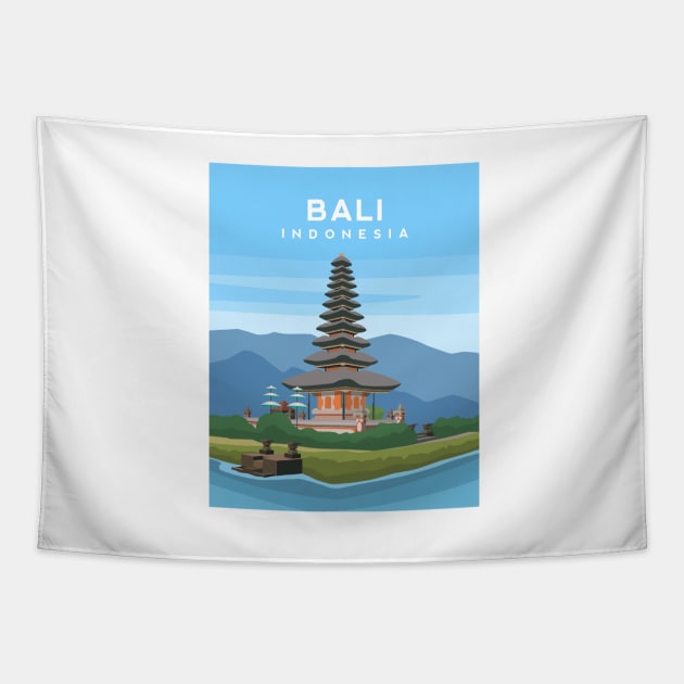 Bali, Indonesia - Pura Ulun Danu Temple Tapestry by typelab