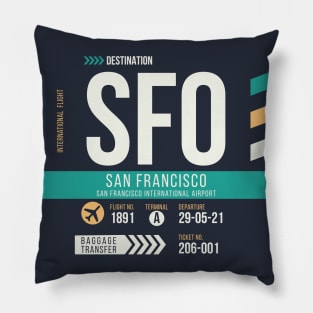 San Francisco (SFO) Airport Code Baggage Tag Pillow