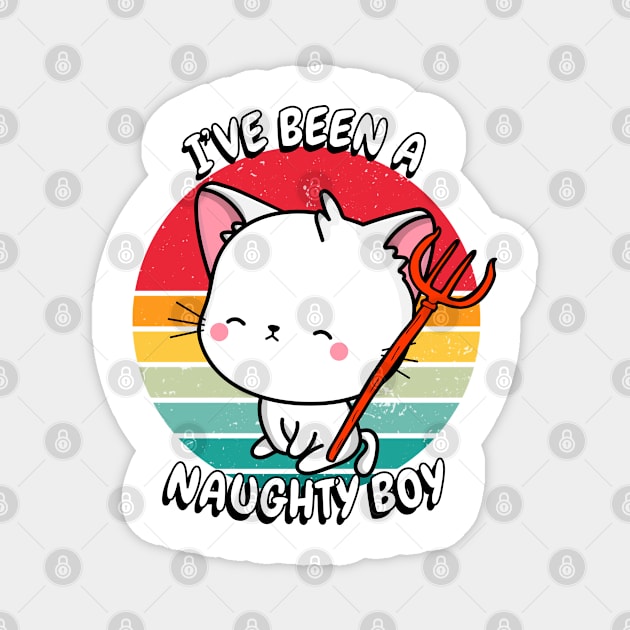 Cute white Cat is a naughty boy Magnet by Pet Station