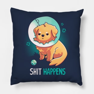 Shit Happens // Golden Retriever, Dogs, Cone of Shame Pillow