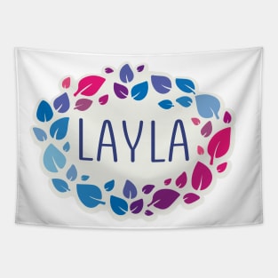 Layla name with colorful leaves Tapestry