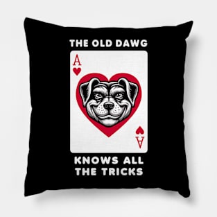 Unique Ace of Hearts Dog T-Shirt, Graphic Playing Card Tee, Old dawg Knows All Tricks Shirt Pillow