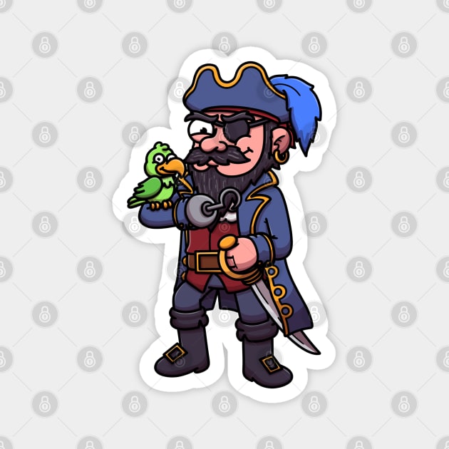 Pirate With Parrot Magnet by TheMaskedTooner