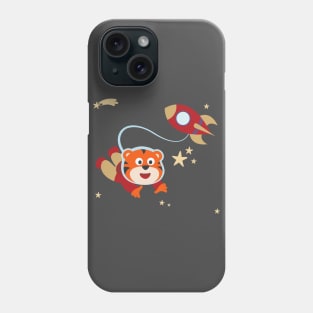 Space tiger or astronaut in a space suit with cartoon style. Phone Case