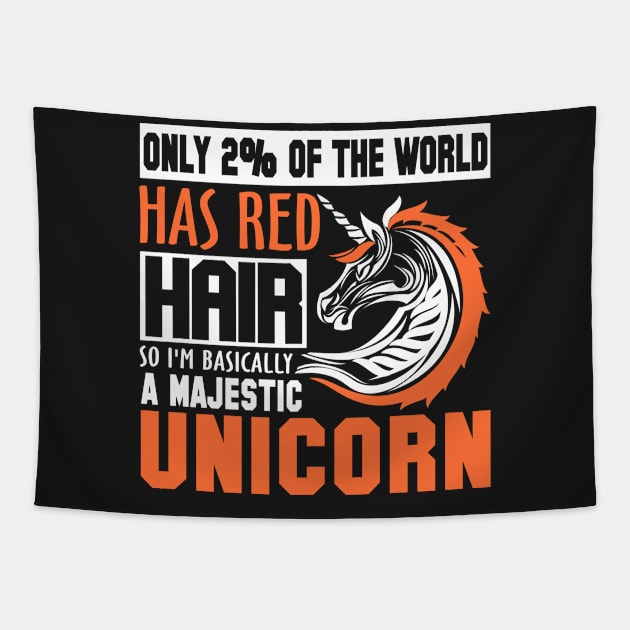 Red Hair? Majestic Unicorn! Tapestry by KsuAnn