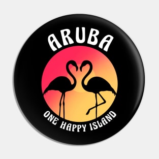 Aruba One Happy Island Aruba Island Flamingo Pin