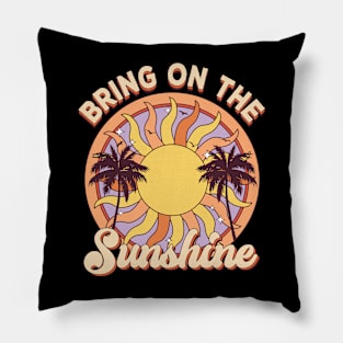 Vintage Retro Summer Rainbow Sunset Bring On The Sunshine Pillow