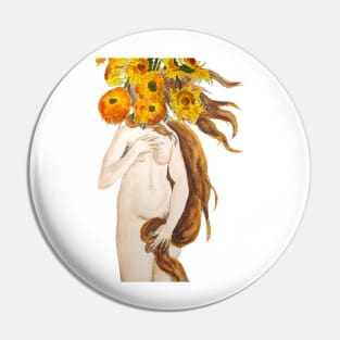 Venus and sunflower Pin