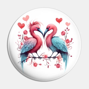 Valentine Kissing Moa Bird Couple Pin