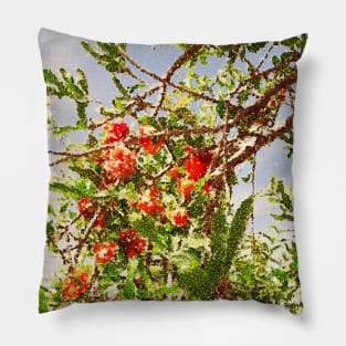 Xmas, Christmas, , tree, bloom autumn, fall, leaves, leaf, holiday, holidays, green, red Pillow