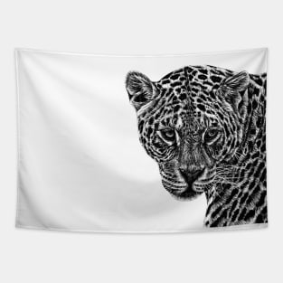 Jaguar cat ink illustration Tapestry