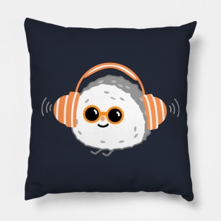 Funny sushi chills and listens to music Pillow