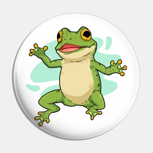 Frog Funny Cartoon Illustration Pin