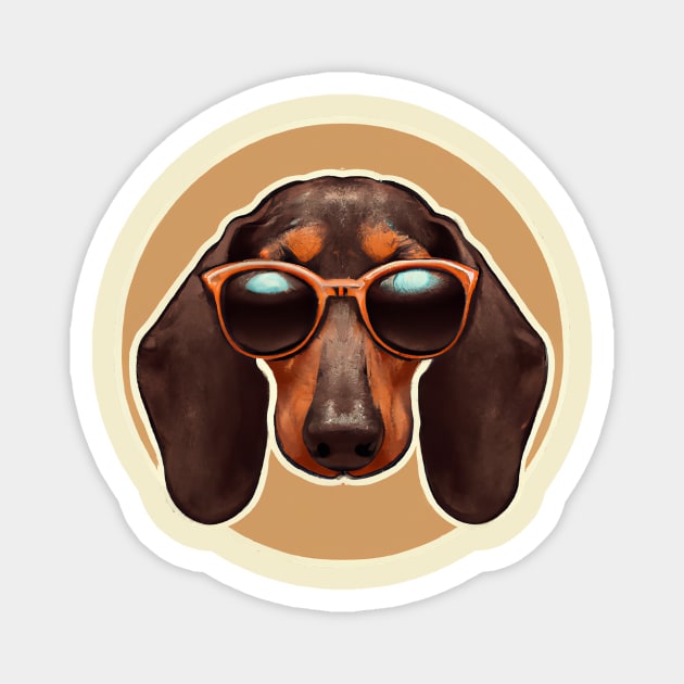 Retro Dachshund Dog Lover Retro Magnet by BetterManufaktur