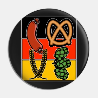 Love Oktoberfest German Flag Sausage and Pretzel Pin