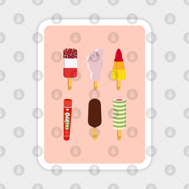 Mix of Ice lollies pastel salmon background Magnet by MickeyEdwards