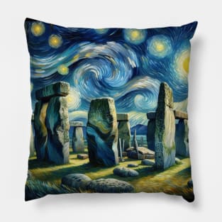 Stonehenge Starry Night - Beautiful Iconic Places Pillow