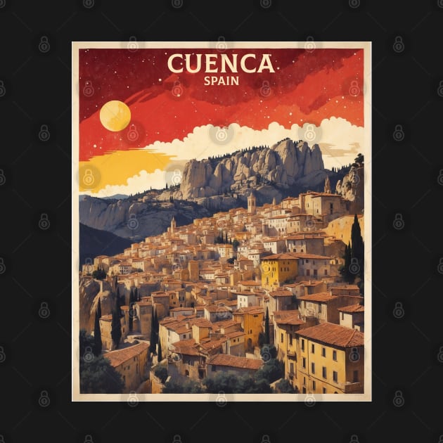 Cuenca Spain Starry Night Travel Tourism Retro Vintage by TravelersGems