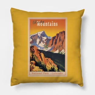 Rocky Mountain National Park Vintage Travel Poster Pillow