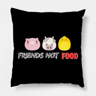 Friends Not Food Cute Farm Animals Funny Vegan Vegetarian Pillow