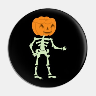 Halloween Skeleton with Pumpkin Skull Pin