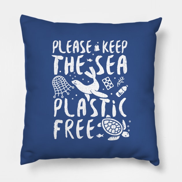 Please Keep The Sea Plastic Free Marine Animals. Pillow by bangtees