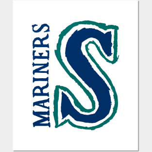 Vintage Running Baseball Player - Seattle Mariners (White Mariners  Wordmark) - Seattle Mariners - Posters and Art Prints