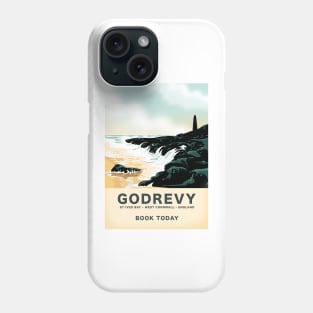 Godrevy St Ives Bay cornwall travel poster. Phone Case