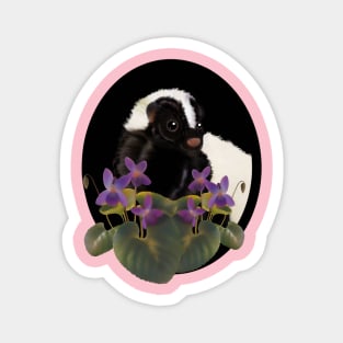 Skunk & Pansies Magnet