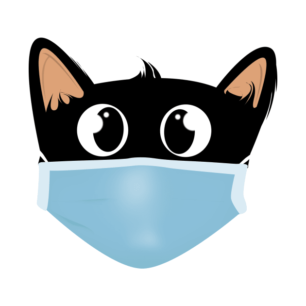 Black cat face wear face mask by Rishirt