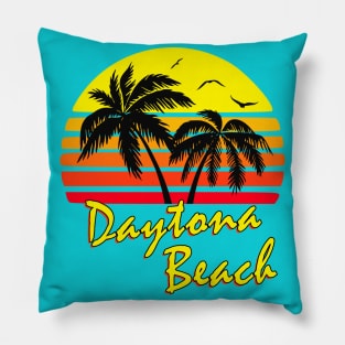 Daytona Beach Retro Sunset Pillow