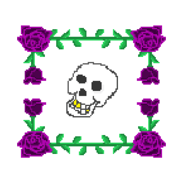 Skulls and purple roses by chefuwustore