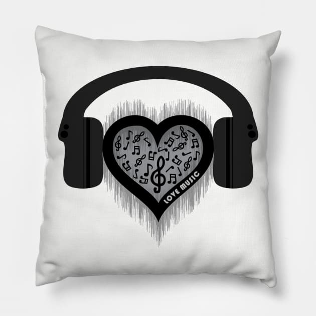 Love Music rhythm heart beat Pillow by orriart