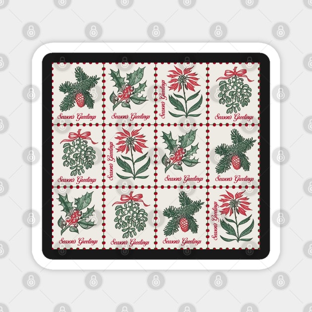 Vintage Christmas Postage Magnet by implexity