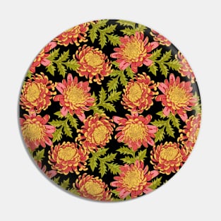 Red Chrysanthemum Floral Pattern Pin