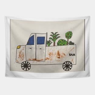 White Dodge Ram plants greenery tropical Tapestry