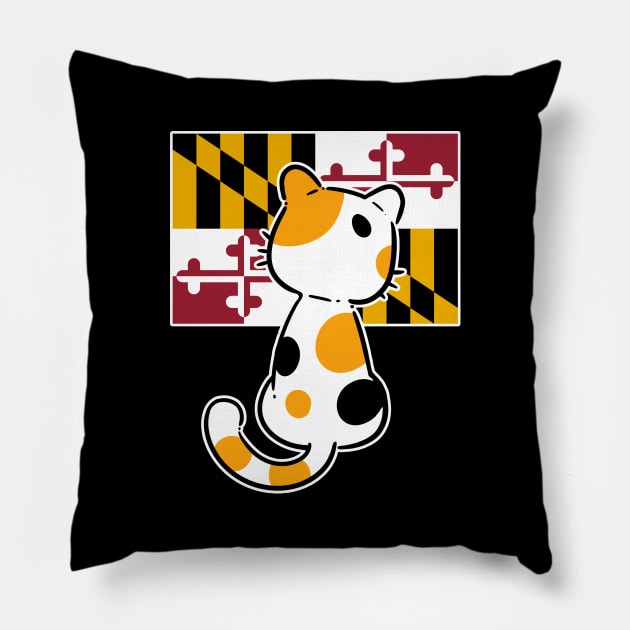 Maryland State Cat Pillow by Onefacecat