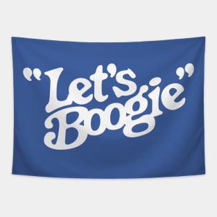 Let's Boogie (White on Blue) Tapestry