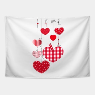 hanging retro red hearts Tapestry