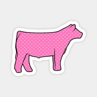 Pink Hearts Show Steer Silhouette  - NOT FOR RESALE WITHOUT PERMISSION Magnet